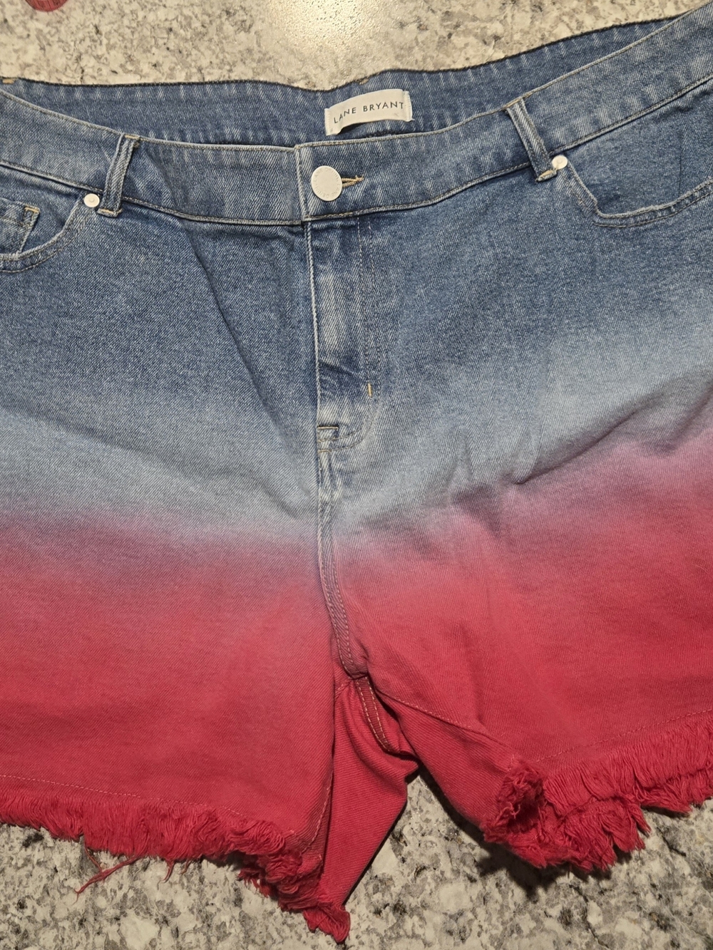 Lane Bryant Ombre Denim to Pink Frayed Hem Women's Shorts